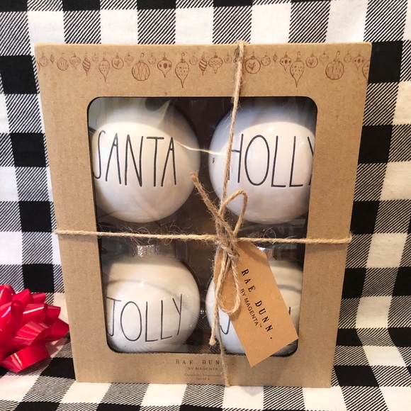 Rae Dunn Other - Rae Dunn Christmas SANTA HOLLY ornaments